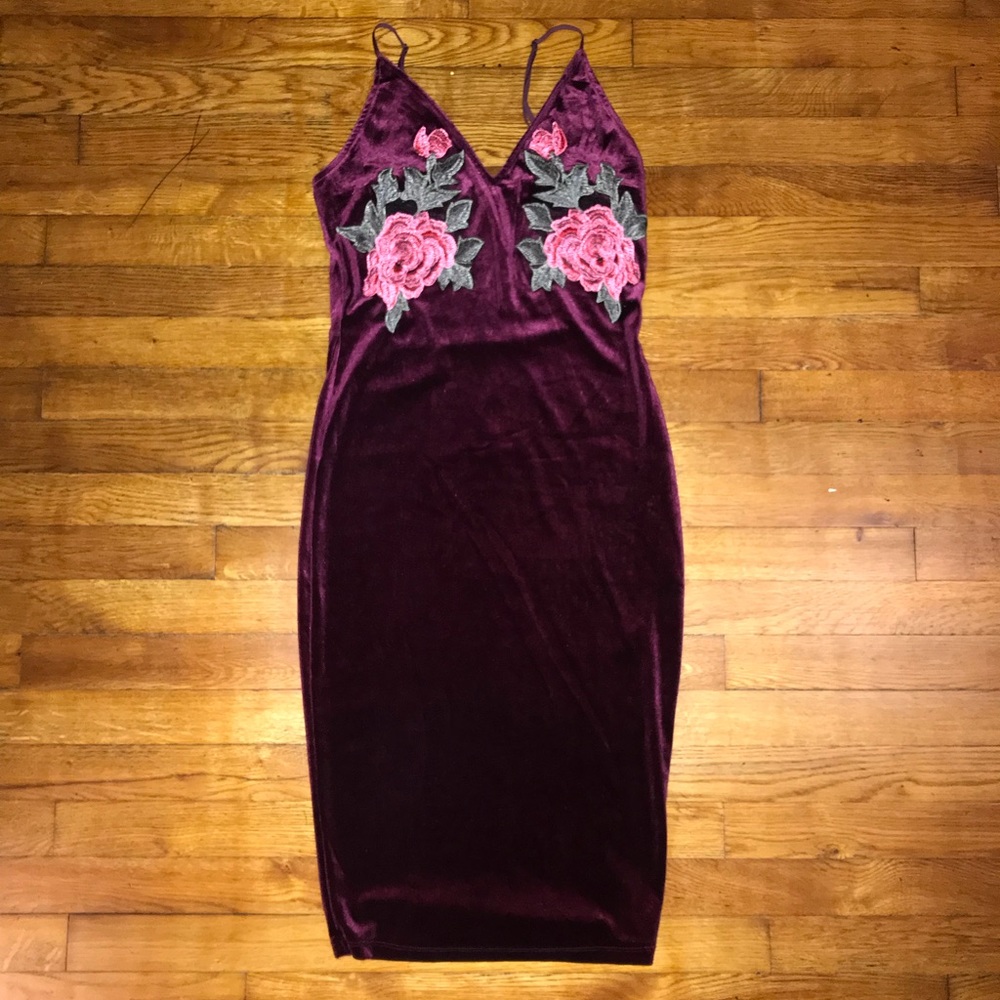 Velvet Purple Spaghetti Strap Bodicon Dress